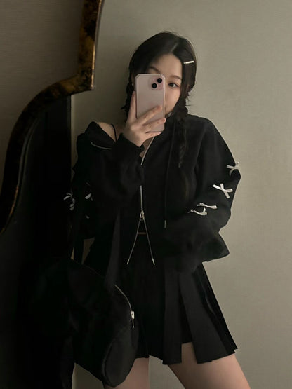 [ 超可愛的 casual hoodie ] Ribbon Bow Hoodie Jacket - 3 colours
