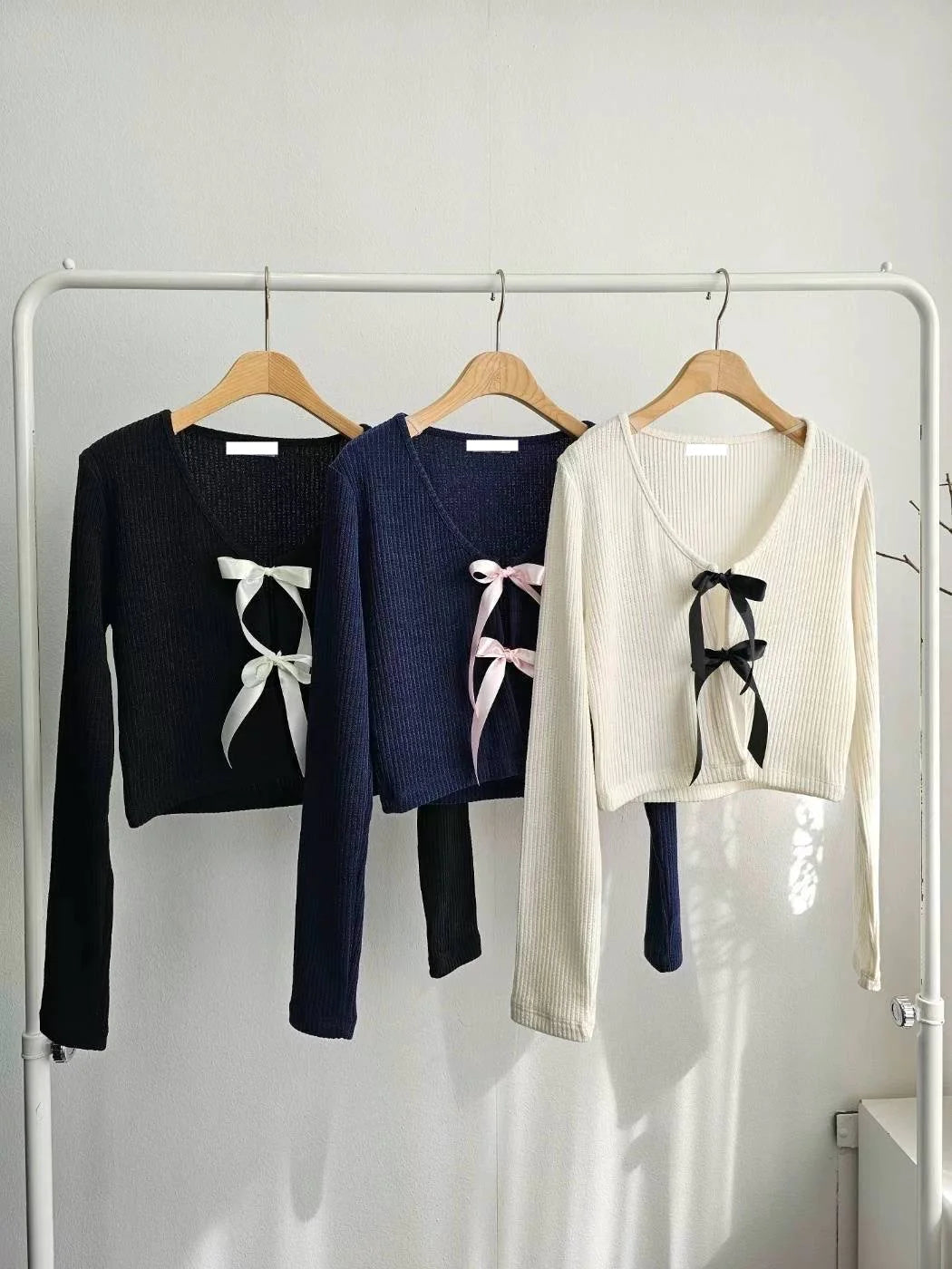 [ 回頭率UP! 絲帶蝴蝶結 top! ] Double Ribbon Long Sleeve Top