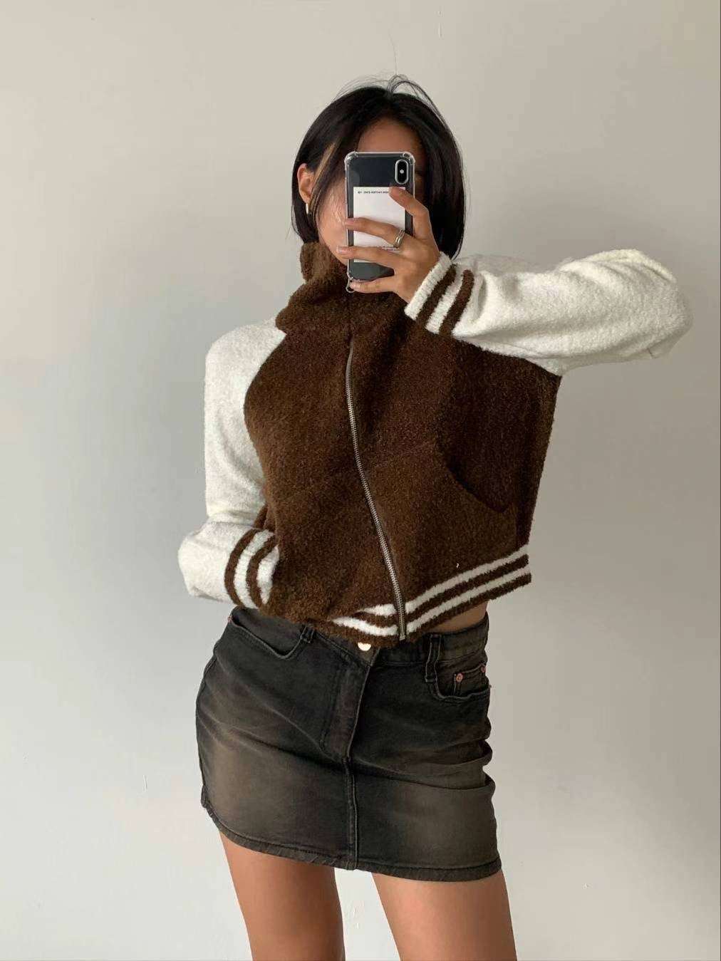 [ 性格又可愛~ 毛毛棒球褸 ] Fluffy Teddy Bumper Jacket