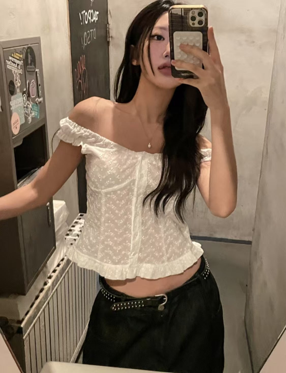 [ 🆕 夏日熱推款 🎀ྀིྀི  ⋆｡‧˚ʚ🧸ɞ˚‧｡⋆甜辣暗花兩著 top ] Aura Two-way Top - 2 colours