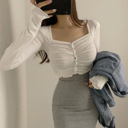 [ 必備! 親膚薄棉皺皺 Top ] Sheer Hearty Top - Sage