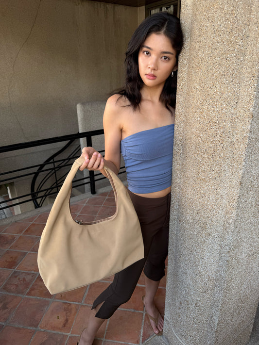 July Mansion - Large Jersey in Beige Suede