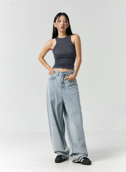 [ 無法抗拒的軟綿綿質感! ] Sheer Halter Neck Top - Grey