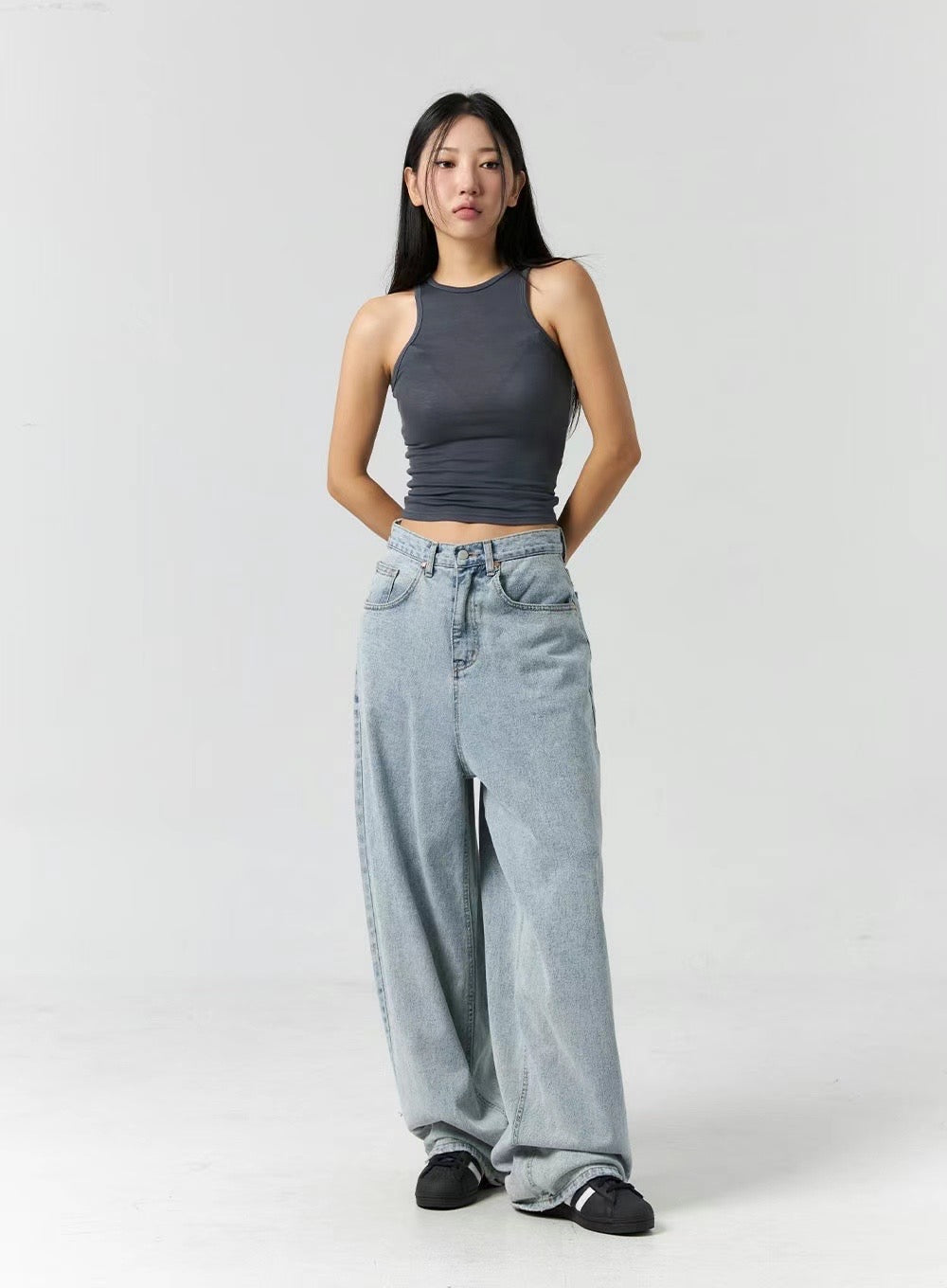 [ 無法抗拒的軟綿綿質感! ] Sheer Halter Neck Top - Grey