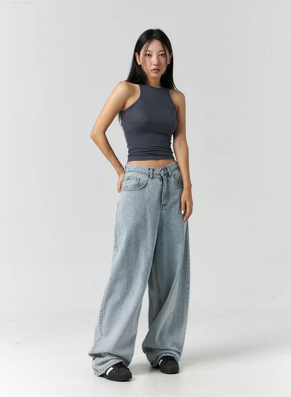[ 無法抗拒的軟綿綿質感! ] Sheer Halter Neck Top - Grey