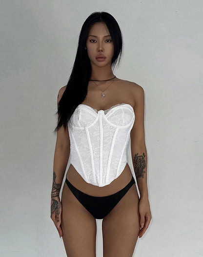 [ 歐美性感 must-have! ] Disco Ball Lace Corset - White