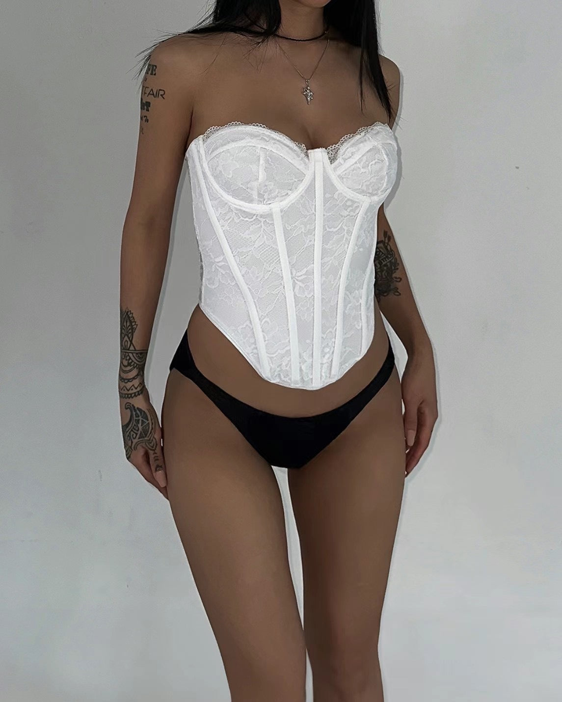 [ 歐美性感 must-have! ] Disco Ball Lace Corset - White