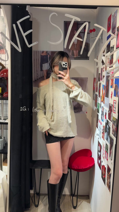[ 鬆弛感 max! 超軟熟毛毛 top ] Comfy Bunny Top (with skinny scarf) - 3 colours