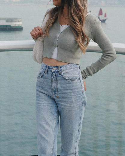 Avocado Cropped Cardigan