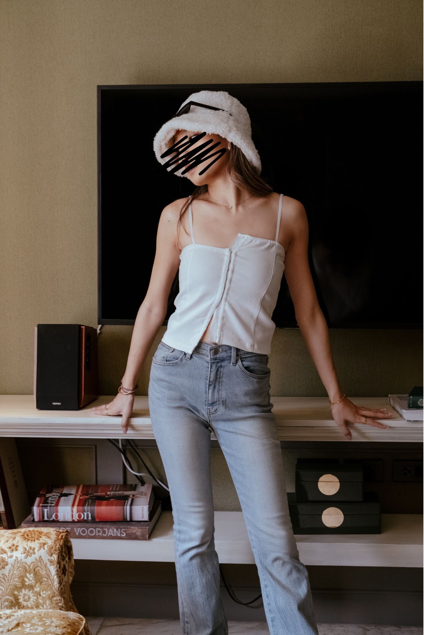 Buckle Up Playing Cami Top - White