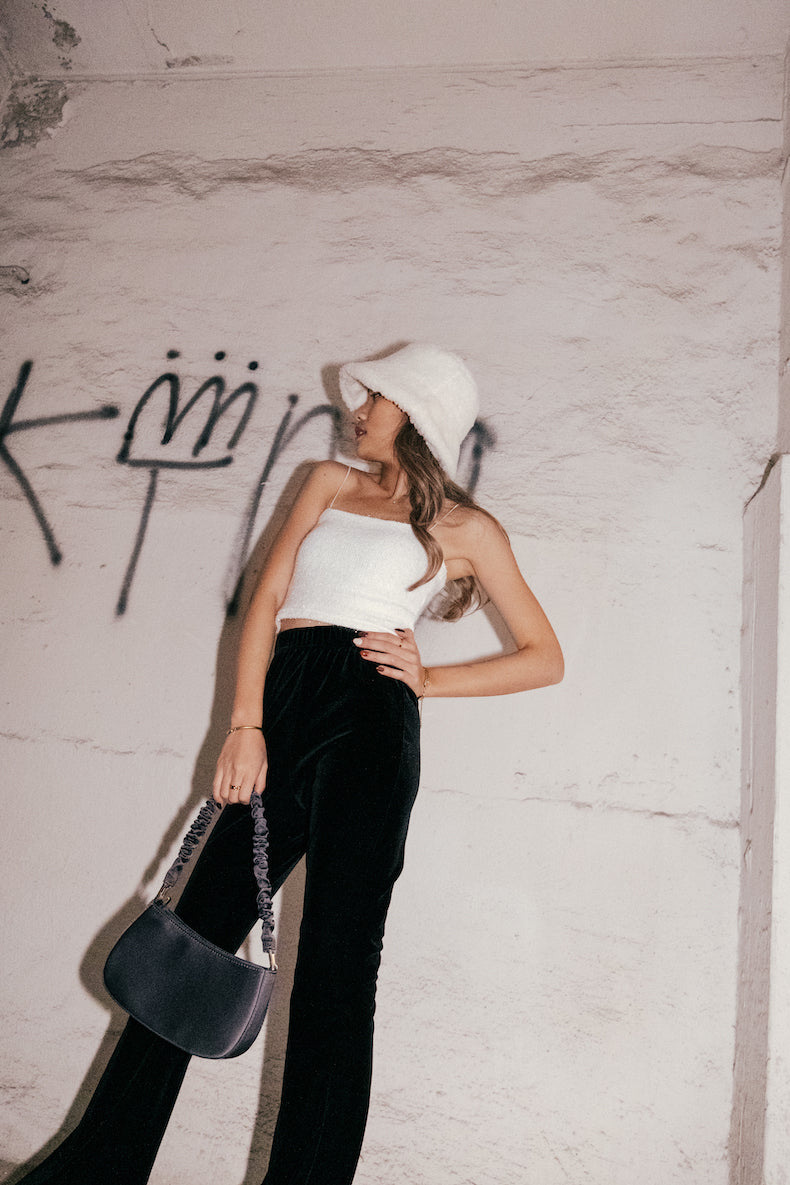 Party Girl Glitter Cami Top - White